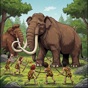 hunting in the stone age